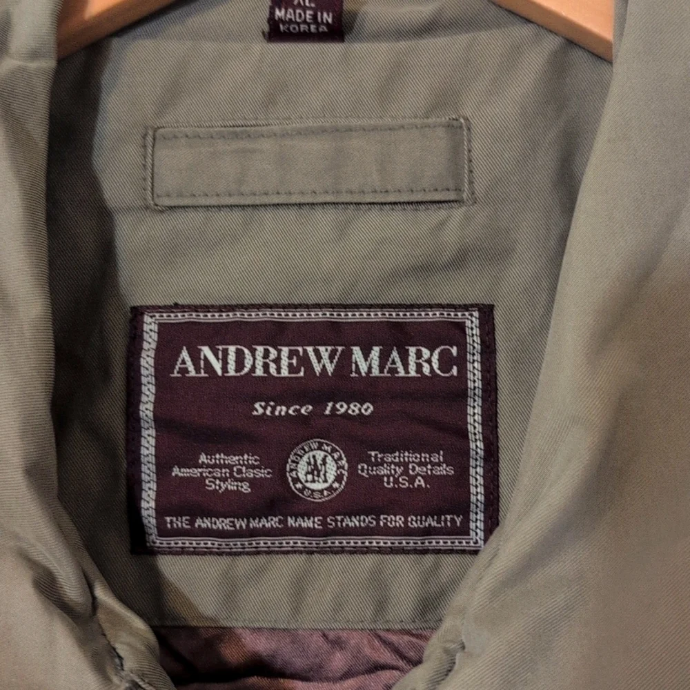 Andrew Marc Men's Olive Green Utility Trench Cotton Jacket Sz XL
